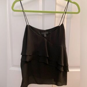 J.Crew black ruffle chiffon camisole tank size 8